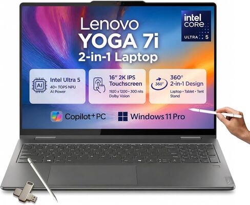 Lenovo Yoga 7i 2-in-1 Laptop, 2026 Ai Computer, 16'' 2K IPS Touchscreen in Kuwait