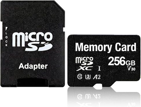 256GB Micro SDXC Memory Card with Full Size Adapter, A2, U3, Read Speed up to 86 MB/s, Black in Kuwait