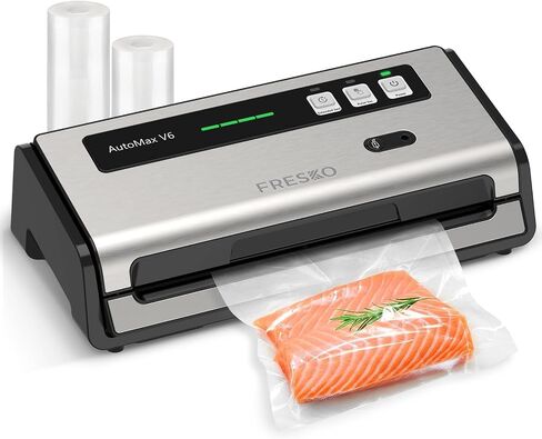 FRESKO Professional Vacuum Sealer V6 with Built-in Bag Roll Storage & Cutter, 2 Rolls Bags Included in Kuwait