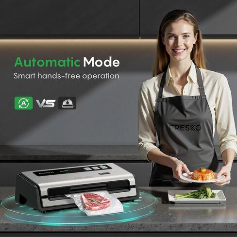 FRESKO Professional Vacuum Sealer V6 with Built-in Bag Roll Storage & Cutter, 2 Rolls Bags Included in Kuwait