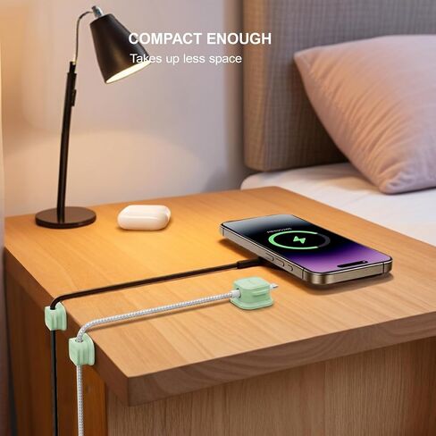 12 Pack Magnetic Cable Clip Organizer Cord Holder, Picozon Adhesive Cable Management, Wire Phone USB Charger Cable Holder, Keeper Organizer for Office Home Desktop Table - Green in Kuwait