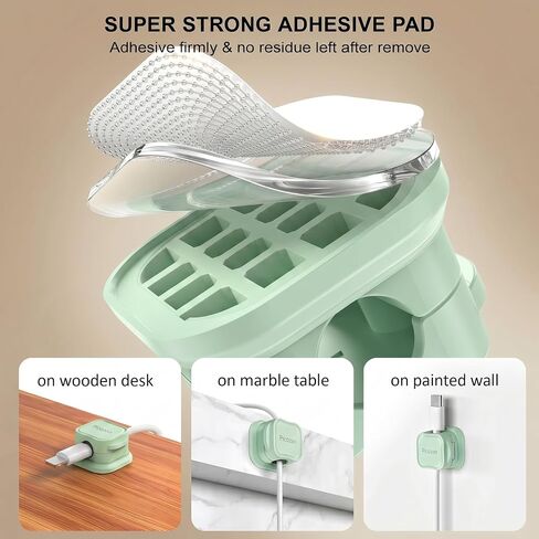 12 Pack Magnetic Cable Clip Organizer Cord Holder, Picozon Adhesive Cable Management, Wire Phone USB Charger Cable Holder, Keeper Organizer for Office Home Desktop Table - Green in Kuwait