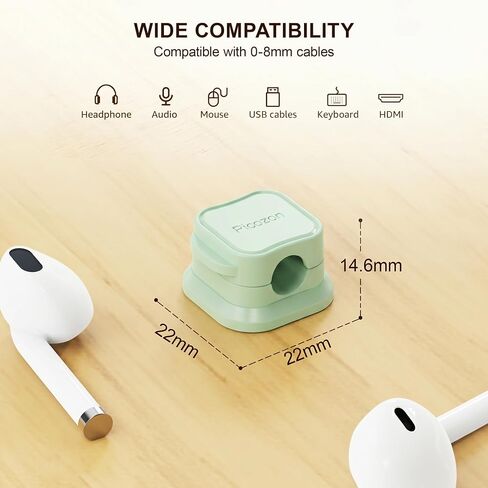 12 Pack Magnetic Cable Clip Organizer Cord Holder, Picozon Adhesive Cable Management, Wire Phone USB Charger Cable Holder, Keeper Organizer for Office Home Desktop Table - Green in Kuwait