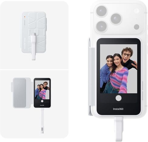 Insta360 Snap Selfie Screen with Light - 4K Magnetic Selfie Monitor Screen for Selfie, Vlogging, Compaitble with iphone 15/16/17 Pro, Adjustable Lighting, Touchscreen Control, Wired Instant Connection in Kuwait