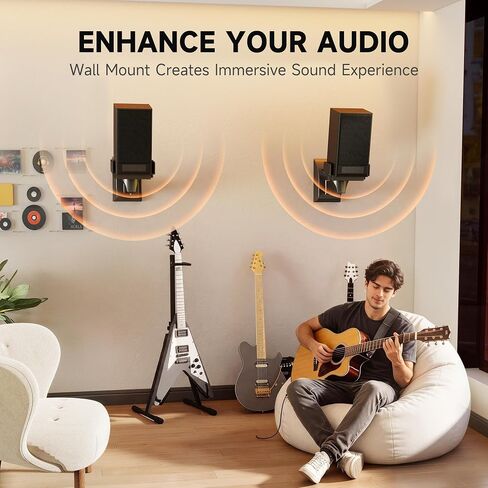 XINLEI 2PC Speaker Wall Mount Bookshelf Speaker Stand Surrounding Sound Bracket Swivel & Tilt for Living Room, Studio Monitor Hold Up to 55 Lbs SPM201 in Kuwait