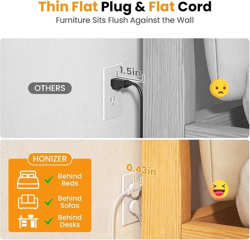 12FT Twin Flat Extension Cord USB C 20W,Split Extension Cord Flat Wall Plug in Kuwait
