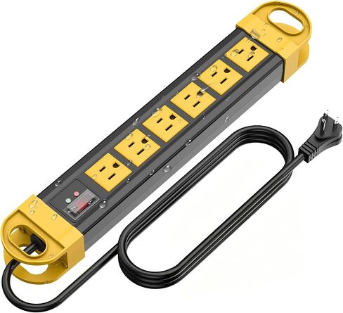HHSOET Outdoor Power Strip Weatherproof, 2700J Surge Protector, Yellow 6Ft in Kuwait