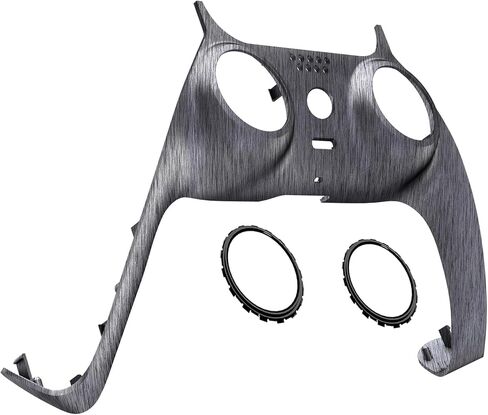 eXtremeRate Brushed Silver Decorative Trim Shell Compatible with p s 5 Controller, Soft Touch DIY Replacement Clip Shell, Custom Plates Cover Compatible with p s 5 Controller with Accent Rings in Saudi Arabia