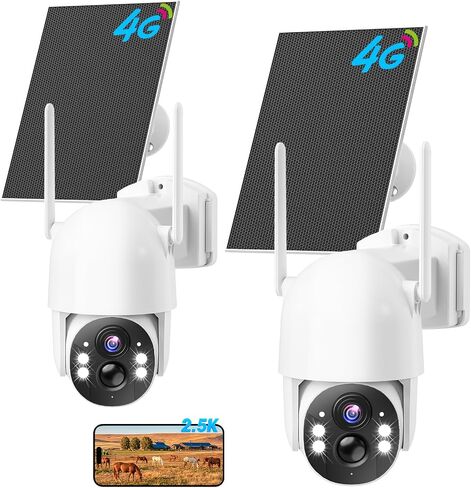 MISECU 4G LTE Cellular Security Cameras Outdoor 2-Pack, 2.5K No WiFi,IP66 in Kuwait