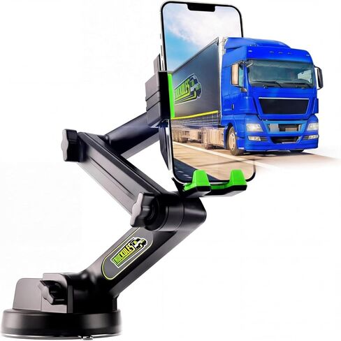 Cell Phone Mount for Truck Phone Holder for Truck Drivers - Heavy Duty Suction Cup, iPhone Holder for Dashboard Window 16.9 inch Long, for iPhone & Samsung, 18 Wheeler Trucker, Gray in Kuwait
