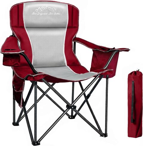 Oversized Camping Chair 500lbs Capacity for Big and Tall, Extra Wide Padded Folding Chair for Heavy People, Heavy Duty Portable Outside Chair with Cooler Bag & Cup Holder, Blue in Kuwait