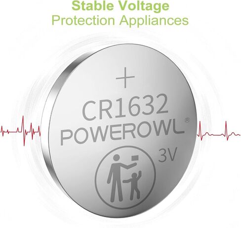 POWEROWL High Capacity CR1632 Battery (15-Pack) CR 1632 3v Lithium Batteries, 10 Years Leak-Free in Kuwait