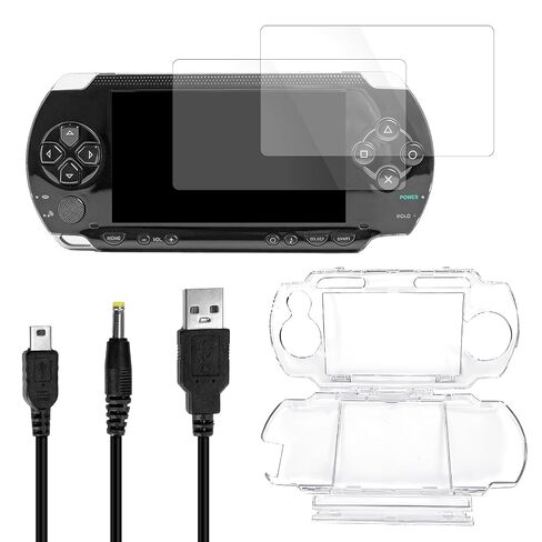 JDGPOKOO 4 in 1 Accessories Kit for PSP 2000/3000, Clear Protective Case Shell Cover for PSP 2000/3000, 2 Set Screen Protectors and Charging&Date Cable Compatible with PlayStation Portable 2000/3000 in Saudi Arabia