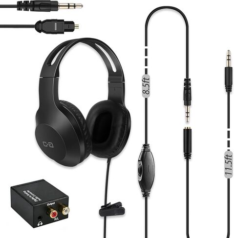 20Ft Extra Long Cord Headphones for TV with 3.5mm AUX, RCA & USB Connection in Kuwait