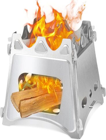 Folding Wood Burning Stove, Outdoor Portable Camping Stove, Wood Backpacking Stove, Stainless Steel Hiking Stove for BBQ Picnic in Kuwait