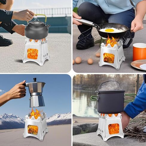 Folding Wood Burning Stove, Outdoor Portable Camping Stove, Wood Backpacking Stove, Stainless Steel Hiking Stove for BBQ Picnic in Kuwait