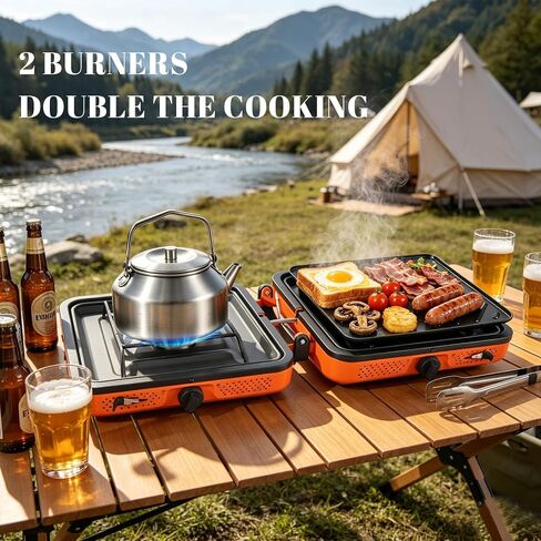 GGC 2 Burner Portable Camping Stove 5-Piece Kit for Camping in Kuwait