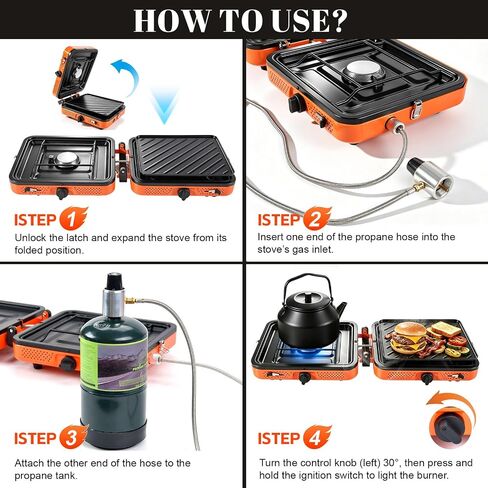 GGC 2 Burner Portable Camping Stove 5-Piece Kit for Camping in Kuwait