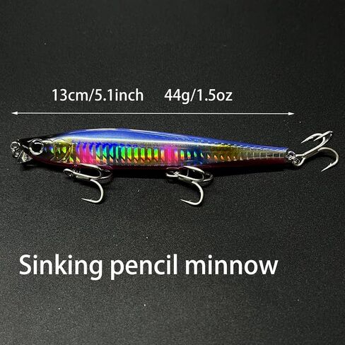 3pcs Saltwater Jerkbait, Flash Minnow 130mm Minnow Baits for Bass, Long Cast Lures Saltwater, Vibrating Sinking Drift Full Swimming Layer, Trout Pike Perch Crappie Lures, Striper Lures in Kuwait