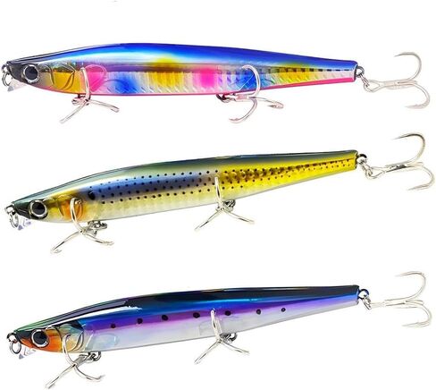 3pcs Saltwater Jerkbait, Flash Minnow 130mm Minnow Baits for Bass, Long Cast Lures Saltwater, Vibrating Sinking Drift Full Swimming Layer, Trout Pike Perch Crappie Lures, Striper Lures in Kuwait
