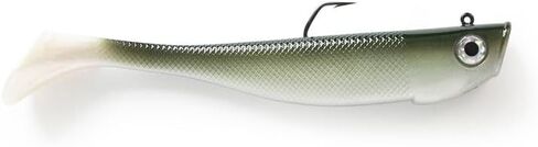 UMT 10" Paddle Tail Swimbait Saltwater Fishing Lures, 3 oz 6 oz, VMC 10/0 Barbarian Hook, Soft Plastic Jig, Bone & Olive, 1 & 3 Packs, for Striped Bass, Bluefish, Tarpon & Albacore in Kuwait