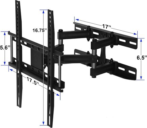 Cheetah Articulating Dual Arms TV Wall Mount for 32-65 Inch TVs, 115lbs VESA 400x400mm, 16" Studs, New TVs up to 83", Low Profile & Extends 14", Full Motion Tilt Swivel Bracket & 10 ft HDMI Cable in Kuwait