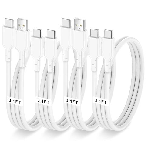 4 Pack Charging Cable 60W 3.1FT(2 Pack USB to USB C Cable and 2 Pack USB C to USB C Cable) Type C 60W Fast Charging Cable for iPhone 17 Series/16 Series/15 Series,iPad,AirPods,Watch,Samsung and More in Kuwait
