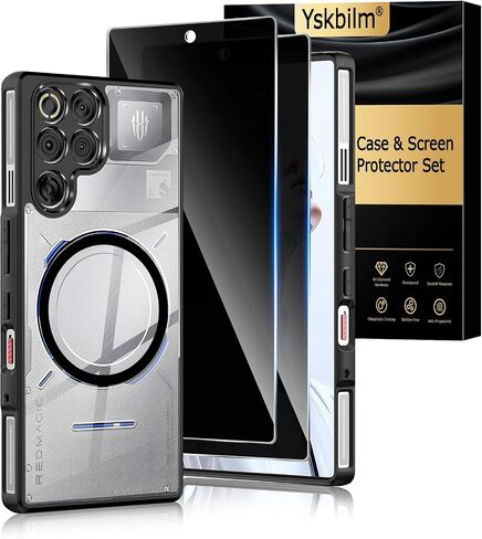 Magnetic for Nubia Red Magic 11 Pro /11 Pro+Case, with 2X Privacy Screen Protector, Shockproof Slim Magnetic Phone Case for Red Magic 11 Pro/11S Pro/11 Pro+/11S Pro+,Clear in Kuwait
