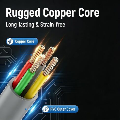 Phone Extension Cord 15 FT Long Phone Cable Line Wire, with Standard RJ11 6P4C Plugs， Grey- 2 Pack in Kuwait
