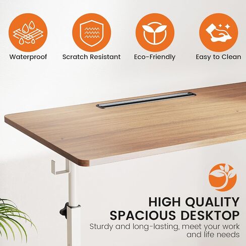 Hadulcet Portable Standing Desk, Rolling Desk Adjustable Height, Mobile Laptop Desk, Small Stand Up Table with Wheels, Walking Table for Treadmill Walking Pad, Tall Computer Stand, Oak in Kuwait