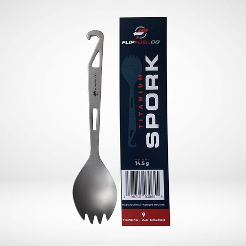 FlipFuel Titanium Spork – Ultralight Backpacking & Camping Utensil, Reusable Travel & EDC Spork with Multi-Function Hook in Saudi Arabia