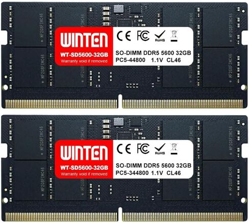 WINTEN DDR5-5600 64GB (2 x 32GB) 262-Pin CL46 1.1V SODIMM SDRAM Internal Memory/Expansion Module for Laptop PCs WT-SD5600-D64GB in Saudi Arabia