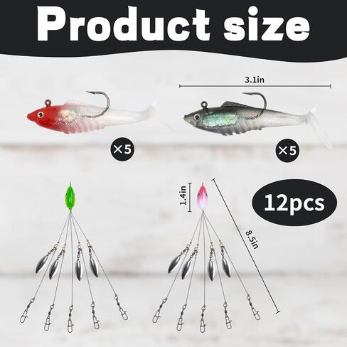 Umbrella Rig Fishing, Umbrella Rigs for Stripers,7 Lure Attachments，Fishing Lures for Saltwater and Freshwater Fishing in Kuwait