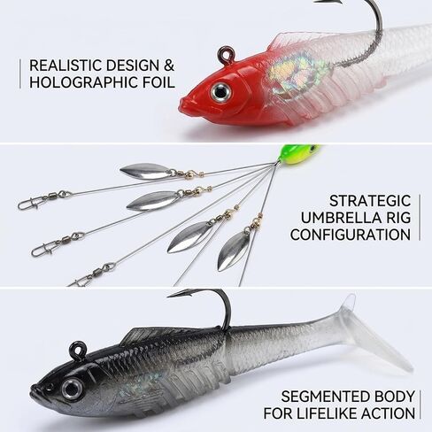 Umbrella Rig Fishing, Umbrella Rigs for Stripers,7 Lure Attachments，Fishing Lures for Saltwater and Freshwater Fishing in Kuwait