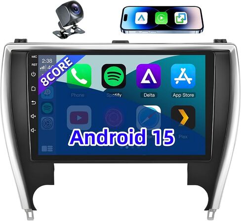 8 Core Car Radio for Toyota Camry 2015 2016 2017 - Upgrade Car Stereo 5GWIFI with Wireless CarPlay Android Auto Bluetooth5.0 AM/FM SWC GPS Navigation Backup Camera in Kuwait
