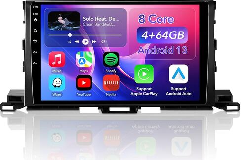 10.2'' 64GB Car Radio Stereo for 2014-2019 Toyota Highlander Radio Upgrade, Plug and Play Android 13 Head Unit with Wireless Carplay/Android Auto/1080P Rear View Camera/AM FM Radio in Kuwait