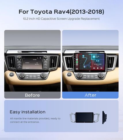 Car Radio Stereo for Toyota RAV4 2013 2014 2015 2016 2017 2018,10.2 Inch IPS HD Touch Screen Car Radio Wireless CarPlay Android Auto/GPS/FM/SWC/Bluetooth 1080P Backup Camera (2G+64G) in Saudi Arabia