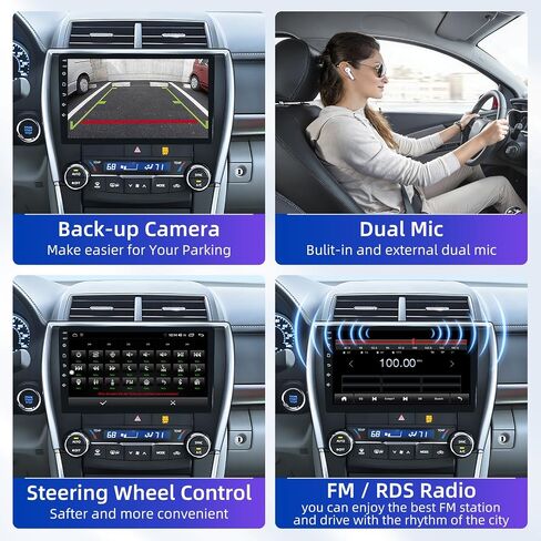 8 Core Car Radio for Toyota Camry 2015 2016 2017 - Upgrade Car Stereo 5GWIFI with Wireless CarPlay Android Auto Bluetooth5.0 AM/FM SWC GPS Navigation Backup Camera in Kuwait