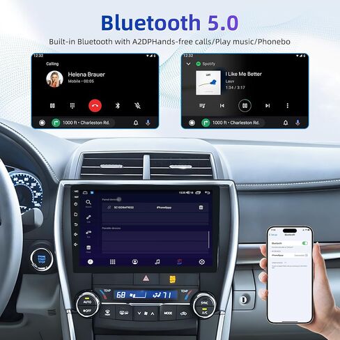 8 Core Car Radio for Toyota Camry 2015 2016 2017 - Upgrade Car Stereo 5GWIFI with Wireless CarPlay Android Auto Bluetooth5.0 AM/FM SWC GPS Navigation Backup Camera in Kuwait