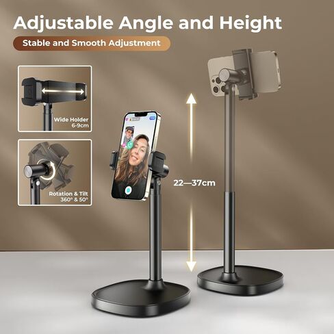 Desktop Phone Stand, Adjustable Height & Angle Holder - Night Black in Kuwait
