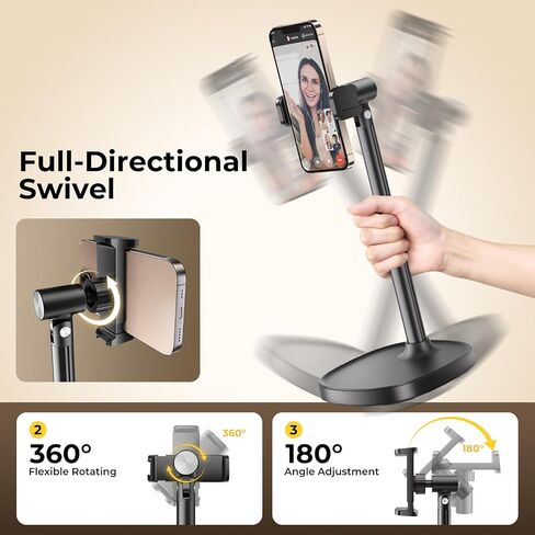Desktop Phone Stand, Adjustable Height & Angle Holder - Night Black in Kuwait