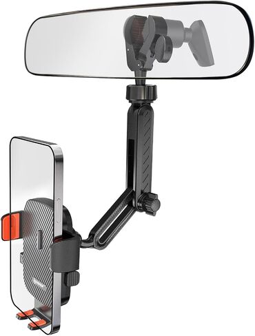 IPOW Rearview Mirror Phone Holder for Car 360°Rotatable and Retractable, Auto Clamp Car Phone Mount with Multi-Angle Adjustment Compatible with All 4-7 Inch Phones in Kuwait