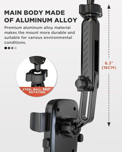 IPOW Rearview Mirror Phone Holder for Car 360°Rotatable and Retractable, Auto Clamp Car Phone Mount with Multi-Angle Adjustment Compatible with All 4-7 Inch Phones in Kuwait