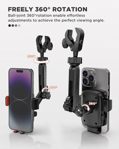 IPOW Rearview Mirror Phone Holder for Car 360°Rotatable and Retractable, Auto Clamp Car Phone Mount with Multi-Angle Adjustment Compatible with All 4-7 Inch Phones in Kuwait