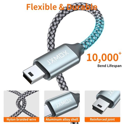 JXMOX USB C to Mini USB Cable,(3.3ft 2-Pack) Mini USB to Type C Cable Charging Cord for GoPro Hero 3+, PS3 Controller, MP3 Player, Dash Cam, Digital Camera, GPS Receiver, PDAs and More Mini B Devices in Kuwait