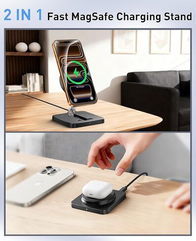 Magnetic Wireless Charger, [2 Pack] 15W Foldable Fast Charging Stand in Kuwait