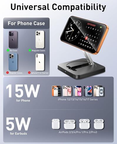 Magnetic Wireless Charger, [2 Pack] 15W Foldable Fast Charging Stand in Kuwait