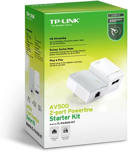 TP-Link AV500 2-Port Powerline Starter Kit, Up to 500Mbps (TL-PA4026 KIT) in Kuwait