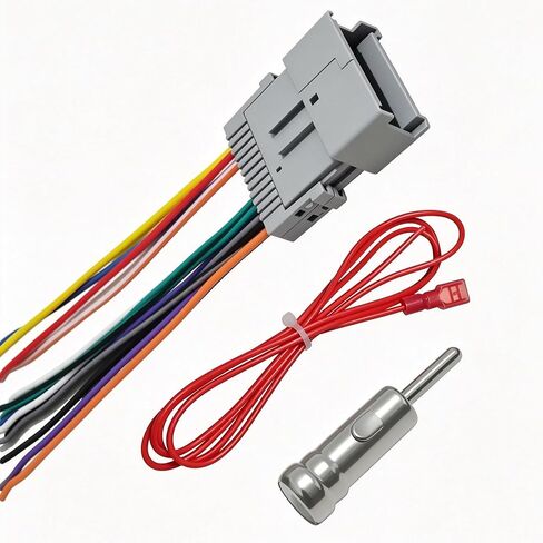 Car Radio Audio Receiver Wiring Harness Kit, Aftermarket Stereo Connection Wire Cable Plug with Antenna Adapter, Stereo Wiring Harness, Audio Modification Accessories for Most Vehicle Model in Saudi Arabia