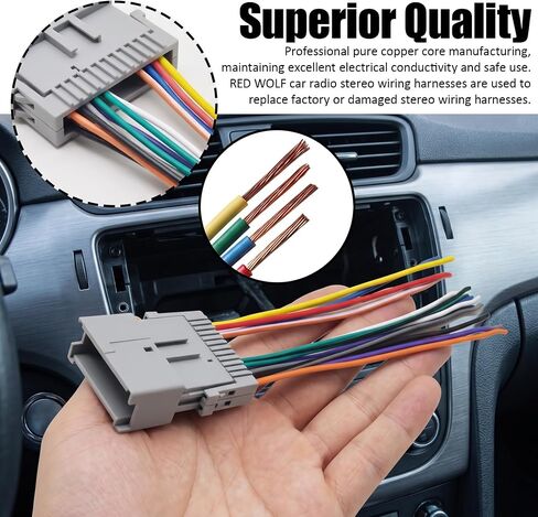Car Radio Audio Receiver Wiring Harness Kit, Aftermarket Stereo Connection Wire Cable Plug with Antenna Adapter, Stereo Wiring Harness, Audio Modification Accessories for Most Vehicle Model in Saudi Arabia
